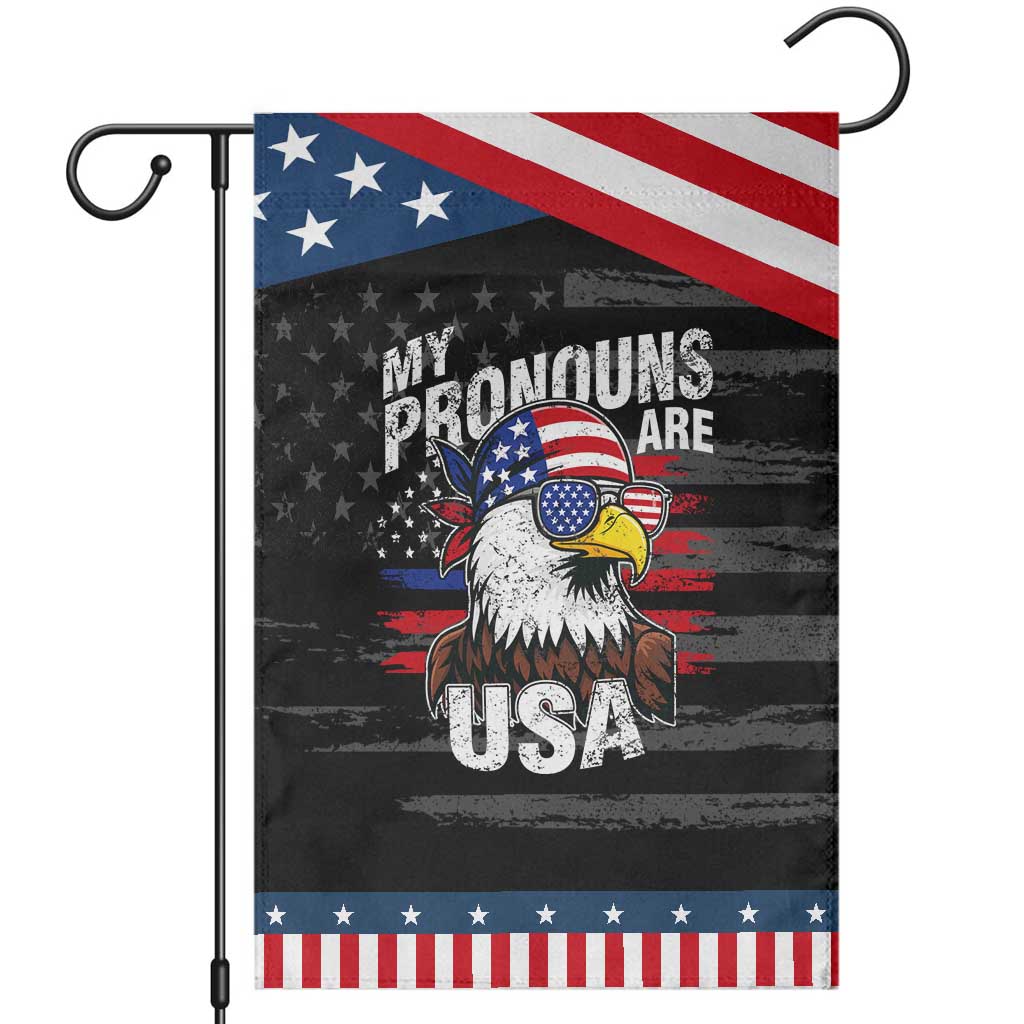 Funny My Pronouns Are USA 4th of July Garden Flag Patriotic Eagle American Flag TS11 Distressed Black Blue Print Your Wear
