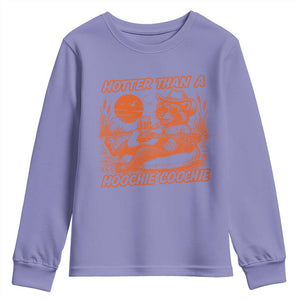 Funny Hotter Than A Hoochie Coochie Youth Sweatshirt Summer Racoon Music TS11 Violet Print Your Wear