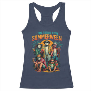 Funny I Freaking Love Summerween Racerback Tank Top Horror Halloween Summer TS11 Navy Print Your Wear