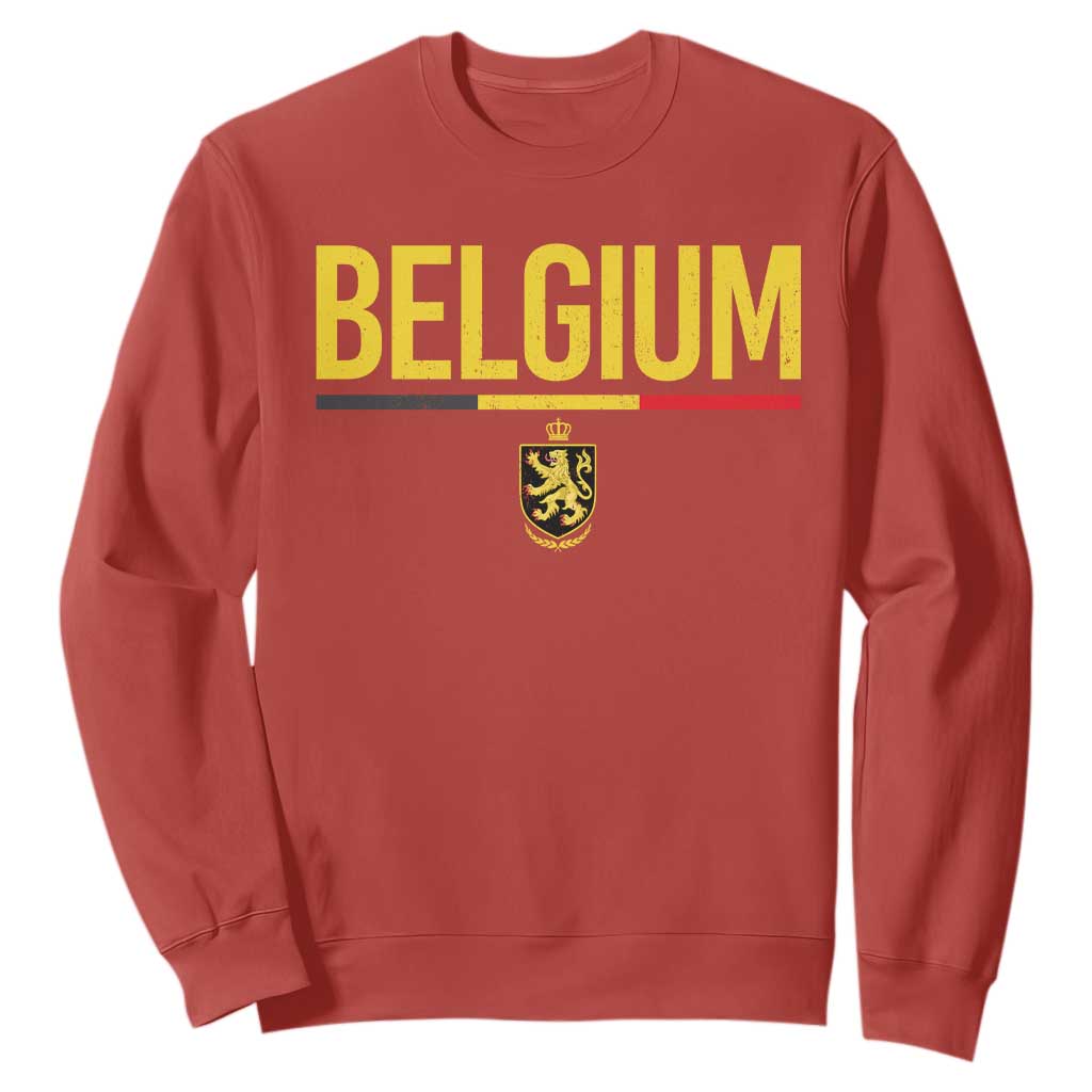 Belgium Belgian Flag Sweatshirt Belgian Lion Coat of Arms Belgie Souvenir TS11 Red Print Your Wear