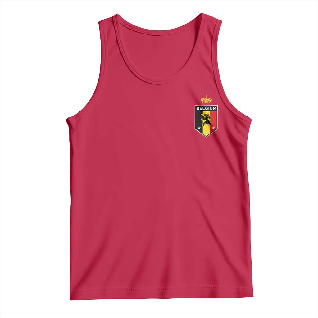 Belgium Football Crest Tank Top Vintage Belgian Lion Crown Belgian Heritage TS11 Red Print Your Wear