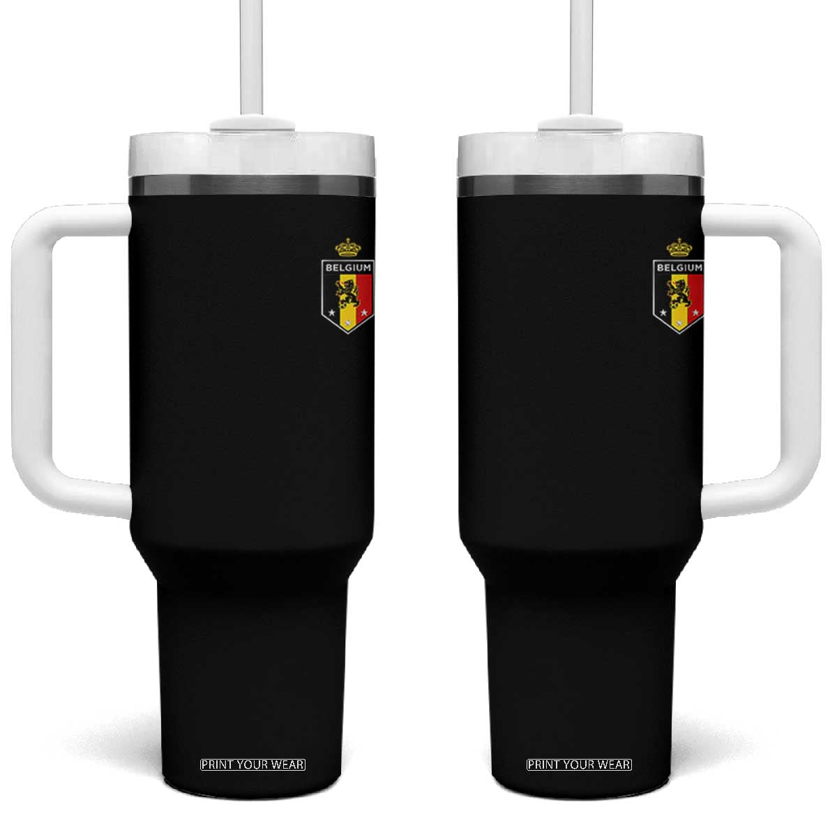 Belgium Football Crest Tumbler With Handle Vintage Belgian Lion Crown Belgian Heritage TS11 One Size: 40 oz Black Print Your Wear