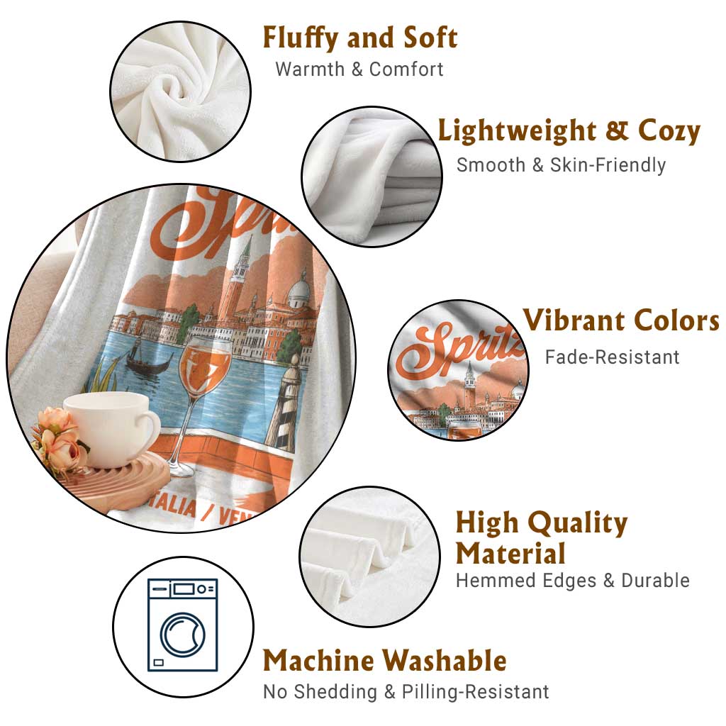 Spritz Veneto Throw Blanket Italia Vintage Orange Wine Cocktail Dal 1919 TS11 Print Your Wear