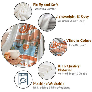 Spritz Veneto Throw Blanket Italia Vintage Orange Wine Cocktail Dal 1919 TS11 Print Your Wear