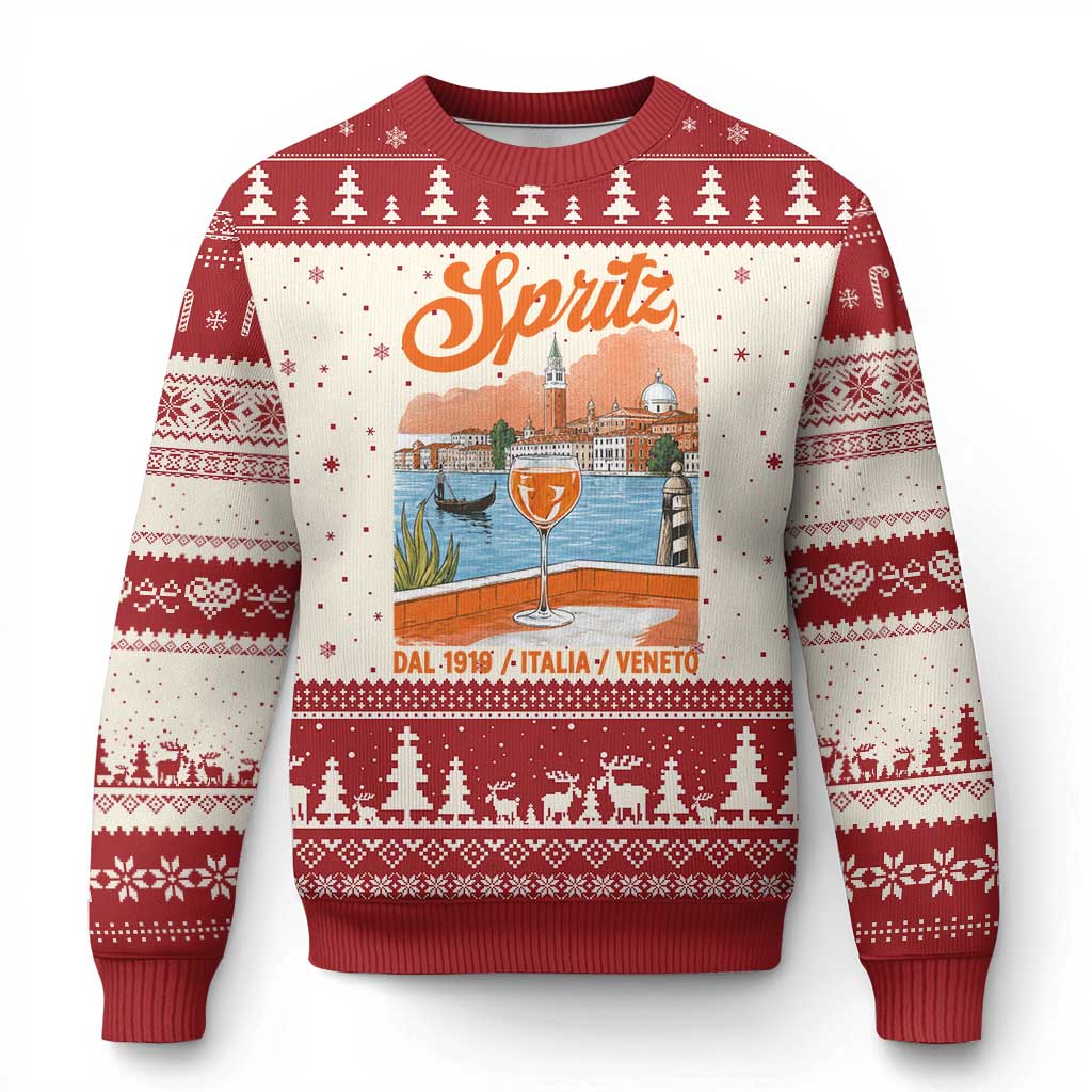 Spritz Veneto Ugly Christmas Sweater Italia Vintage Orange Wine Cocktail Dal 1919 TS11 Beige Red Print Your Wear