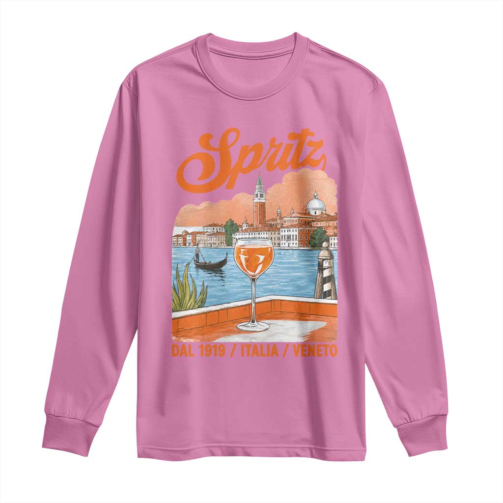 Spritz Veneto Long Sleeve Shirt Italia Vintage Orange Wine Cocktail Dal 1919 TS11 Azalea Print Your Wear