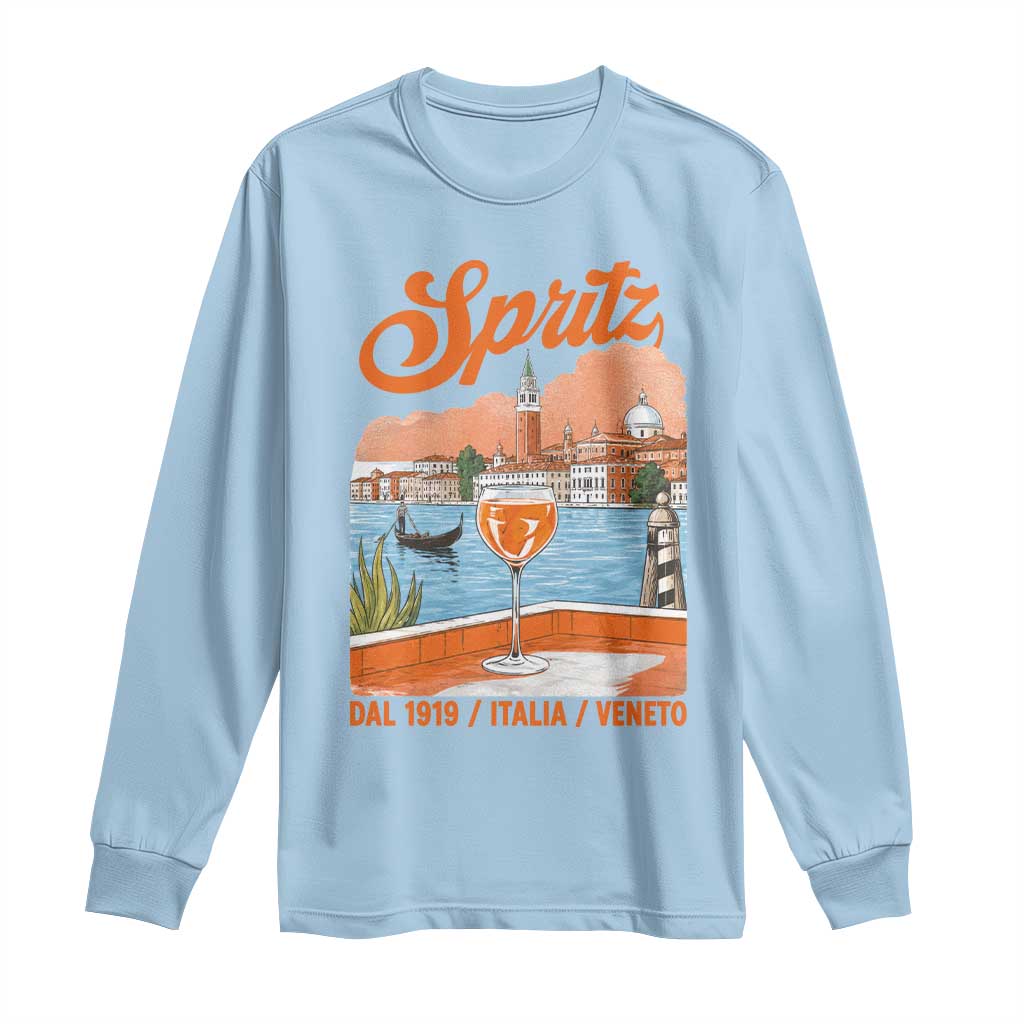 Spritz Veneto Long Sleeve Shirt Italia Vintage Orange Wine Cocktail Dal 1919 TS11 Light Blue Print Your Wear