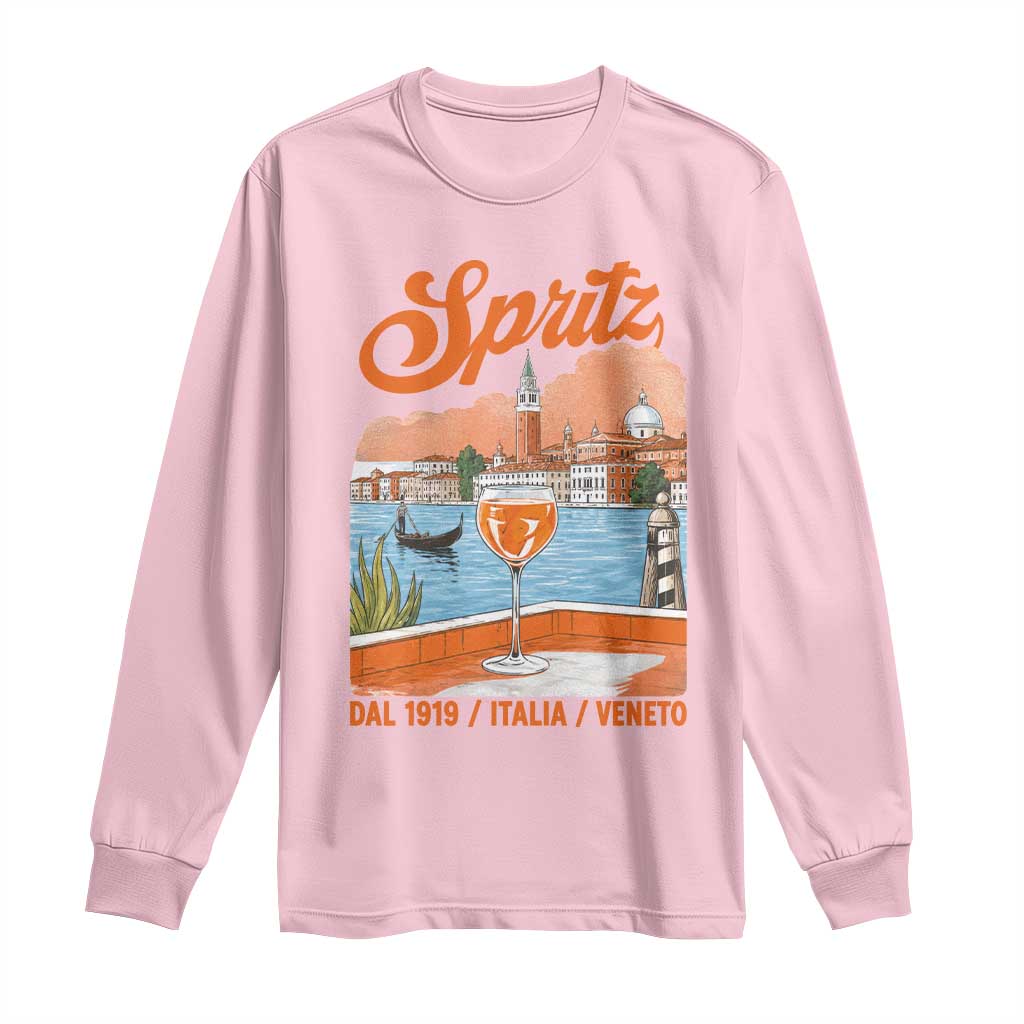 Spritz Veneto Long Sleeve Shirt Italia Vintage Orange Wine Cocktail Dal 1919 TS11 Light Pink Print Your Wear