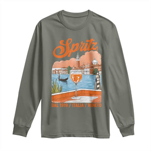 Spritz Veneto Long Sleeve Shirt Italia Vintage Orange Wine Cocktail Dal 1919 TS11 Military Green Print Your Wear