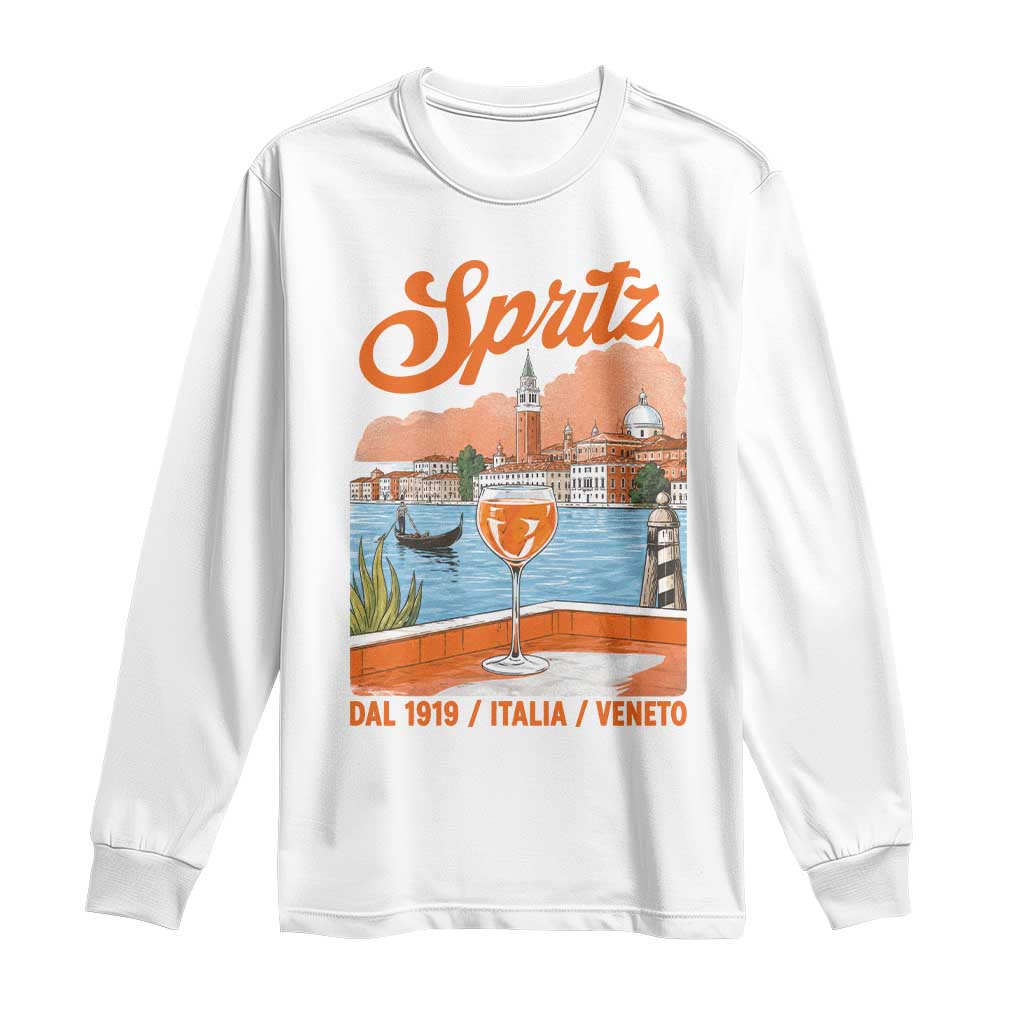 Spritz Veneto Long Sleeve Shirt Italia Vintage Orange Wine Cocktail Dal 1919 TS11 White Print Your Wear