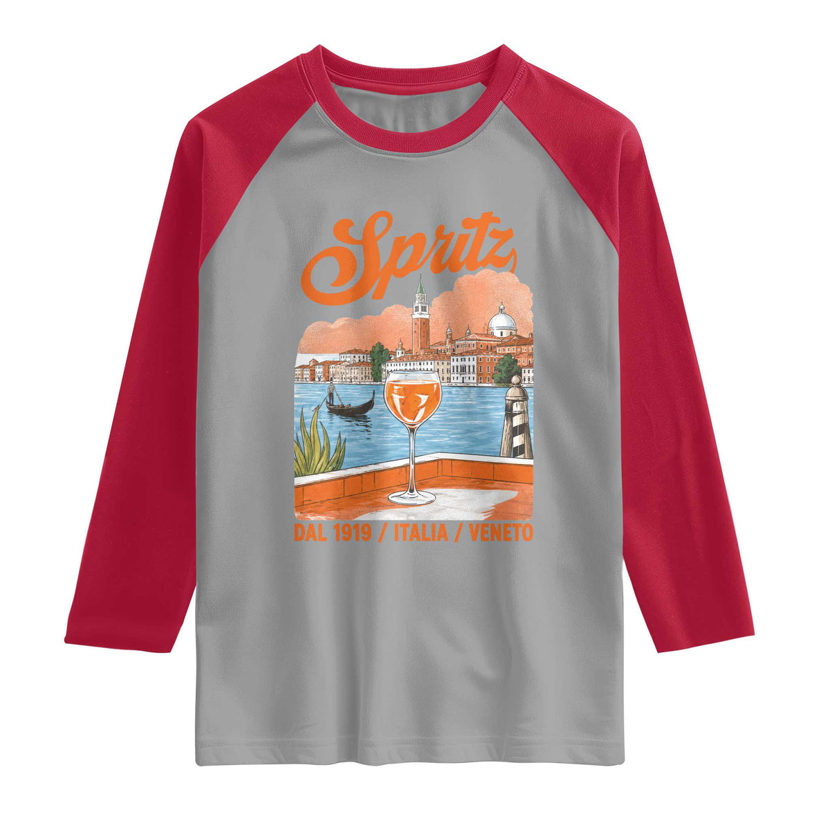 Spritz Veneto Raglan Shirt Italia Vintage Orange Wine Cocktail Dal 1919 TS11 Sport Gray Red Print Your Wear