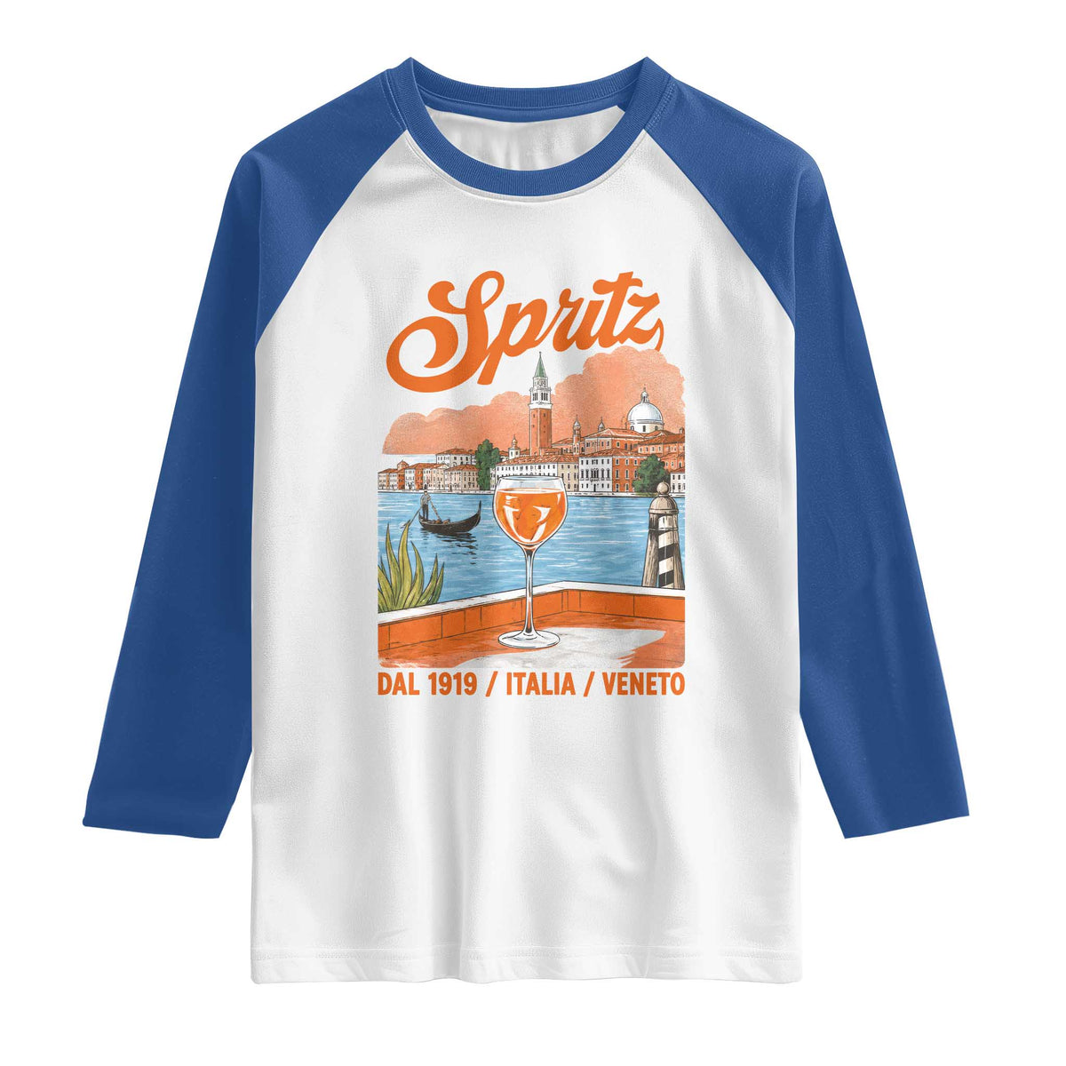 Spritz Veneto Raglan Shirt Italia Vintage Orange Wine Cocktail Dal 1919 TS11 White Royal Print Your Wear