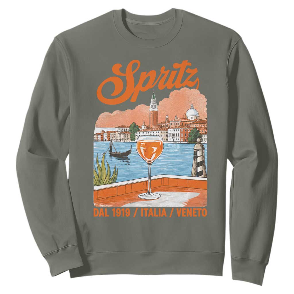 Spritz Veneto Sweatshirt Italia Vintage Orange Wine Cocktail Dal 1919 TS11 Military Green Print Your Wear