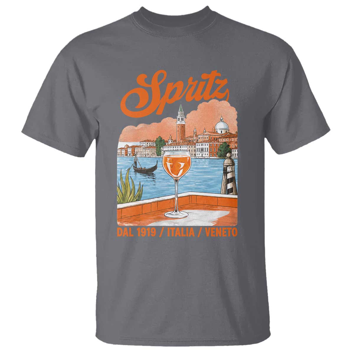 Spritz Veneto T Shirt Italia Vintage Orange Wine Cocktail Dal 1919 TS11 Charcoal Print Your Wear