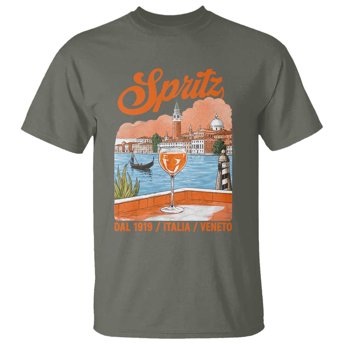 Spritz Veneto T Shirt Italia Vintage Orange Wine Cocktail Dal 1919 TS11 Military Green Print Your Wear