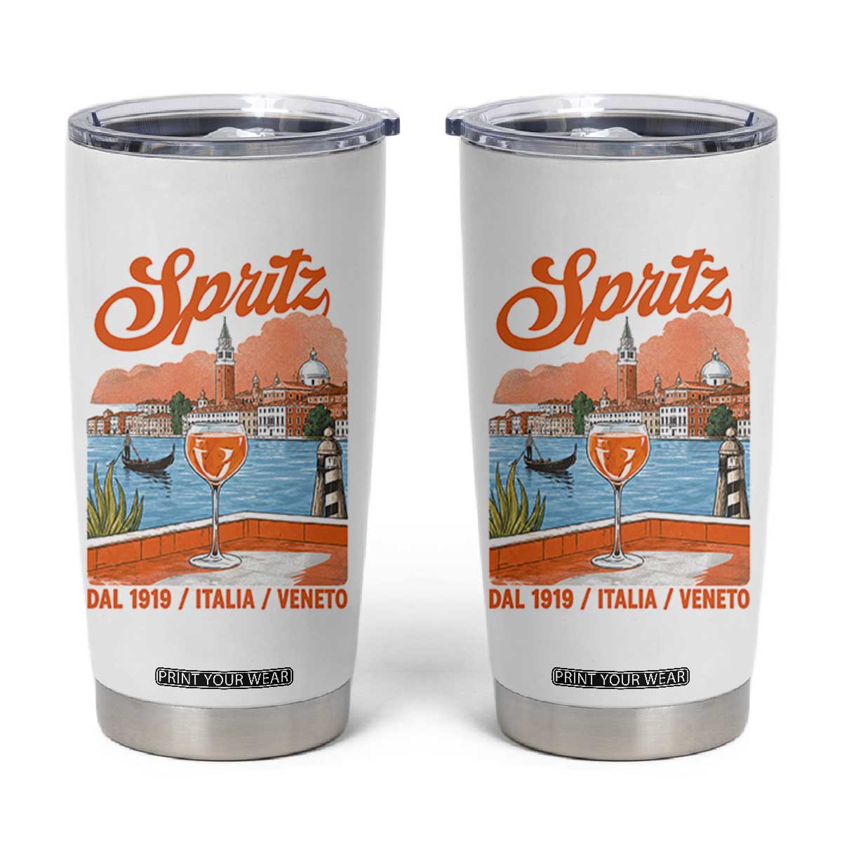 Spritz Veneto Tumbler Cup Italia Vintage Orange Wine Cocktail Dal 1919 TS11 White Print Your Wear