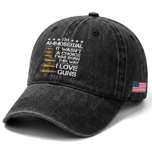 I'm Ammosexual It Wasn't A Choice 2nd Amendment Gun Lovers Washed Cotton Baseball Cap TS11 Print Your Wear