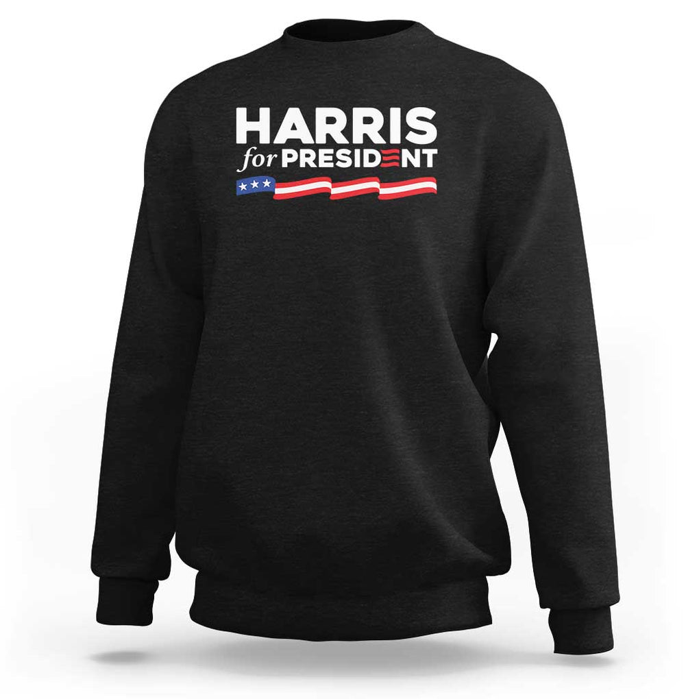 Harris For President Sweatshirt Election Campaign 2024 American Flag TS11 Black Print Your Wear