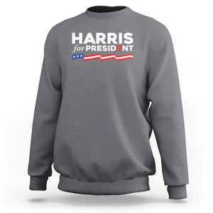 Harris For President Sweatshirt Election Campaign 2024 American Flag TS11 Charcoal Print Your Wear