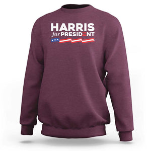 Harris For President Sweatshirt Election Campaign 2024 American Flag TS11 Maroon Print Your Wear