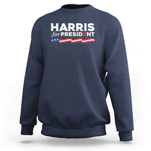 Harris For President Sweatshirt Election Campaign 2024 American Flag TS11 Navy Print Your Wear