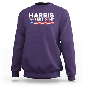 Harris For President Sweatshirt Election Campaign 2024 American Flag TS11 Purple Print Your Wear