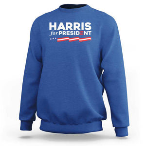 Harris For President Sweatshirt Election Campaign 2024 American Flag TS11 Royal Blue Print Your Wear