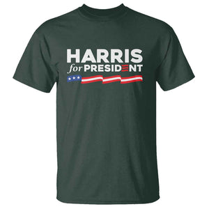 Harris For President T Shirt Election Campaign 2024 American Flag TS11 Dark Forest Green Print Your Wear