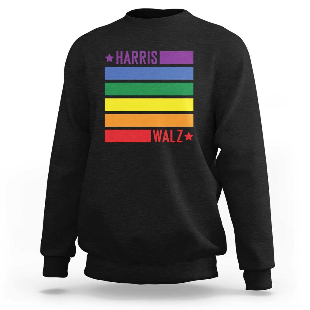 Harris Walz LGBT Sweatshirt Presidential Election 2024 Rainbow Flag TS11 Black Print Your Wear