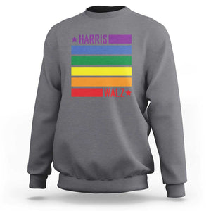 Harris Walz LGBT Sweatshirt Presidential Election 2024 Rainbow Flag TS11 Charcoal Print Your Wear