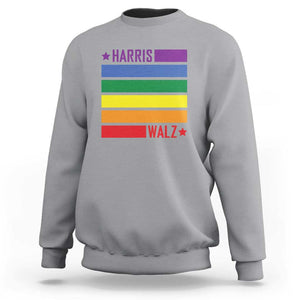 Harris Walz LGBT Sweatshirt Presidential Election 2024 Rainbow Flag TS11 Sport Gray Print Your Wear