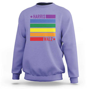 Harris Walz LGBT Sweatshirt Presidential Election 2024 Rainbow Flag TS11 Violet Print Your Wear