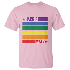 Harris Walz LGBT T Shirt Presidential Election 2024 Rainbow Flag TS11 Light Pink Print Your Wear