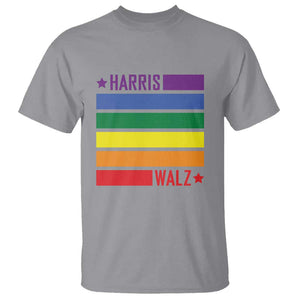 Harris Walz LGBT T Shirt Presidential Election 2024 Rainbow Flag TS11 Sport Gray Print Your Wear