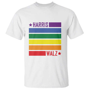 Harris Walz LGBT T Shirt Presidential Election 2024 Rainbow Flag TS11 White Print Your Wear