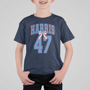 Harris 47 T Shirt For Kid 47th President USA America Bow Coquette Aesthetic TS11 Navy Print Your Wear