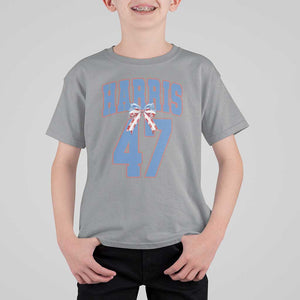 Harris 47 T Shirt For Kid 47th President USA America Bow Coquette Aesthetic TS11 Sport Gray Print Your Wear