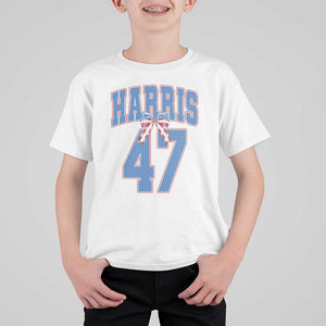 Harris 47 T Shirt For Kid 47th President USA America Bow Coquette Aesthetic TS11 White Print Your Wear