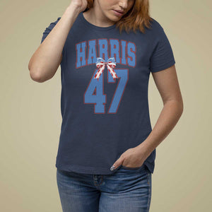 Harris 47 T Shirt For Women 47th President USA America Bow Coquette Aesthetic TS11 Navy Print Your Wear