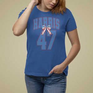 Harris 47 T Shirt For Women 47th President USA America Bow Coquette Aesthetic TS11 Royal Blue Print Your Wear