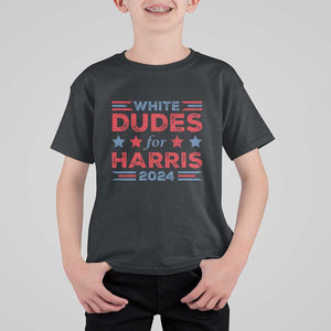 White Dudes For Harris T Shirt For Kid American Flag Star 2024 TS11 Black Print Your Wear