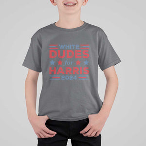 White Dudes For Harris T Shirt For Kid American Flag Star 2024 TS11 Charcoal Print Your Wear