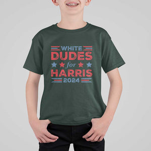 White Dudes For Harris T Shirt For Kid American Flag Star 2024 TS11 Dark Forest Green Print Your Wear