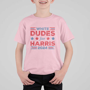 White Dudes For Harris T Shirt For Kid American Flag Star 2024 TS11 Light Pink Print Your Wear