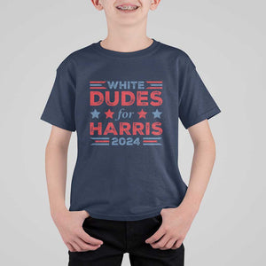 White Dudes For Harris T Shirt For Kid American Flag Star 2024 TS11 Navy Print Your Wear