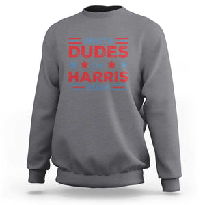 White Dudes For Harris Sweatshirt American Flag Star 2024 TS11 Charcoal Print Your Wear