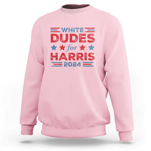 White Dudes For Harris Sweatshirt American Flag Star 2024 TS11 Light Pink Print Your Wear