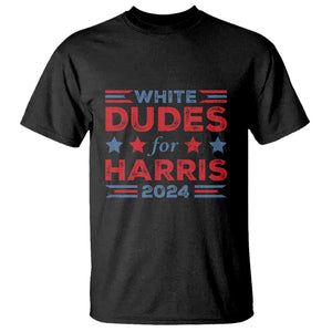 White Dudes For Harris T Shirt American Flag Star 2024 TS11 Black Print Your Wear