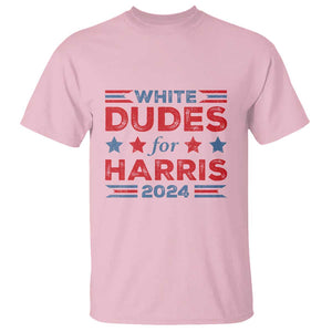 White Dudes For Harris T Shirt American Flag Star 2024 TS11 Light Pink Print Your Wear