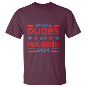 White Dudes For Harris T Shirt American Flag Star 2024 TS11 Maroon Print Your Wear